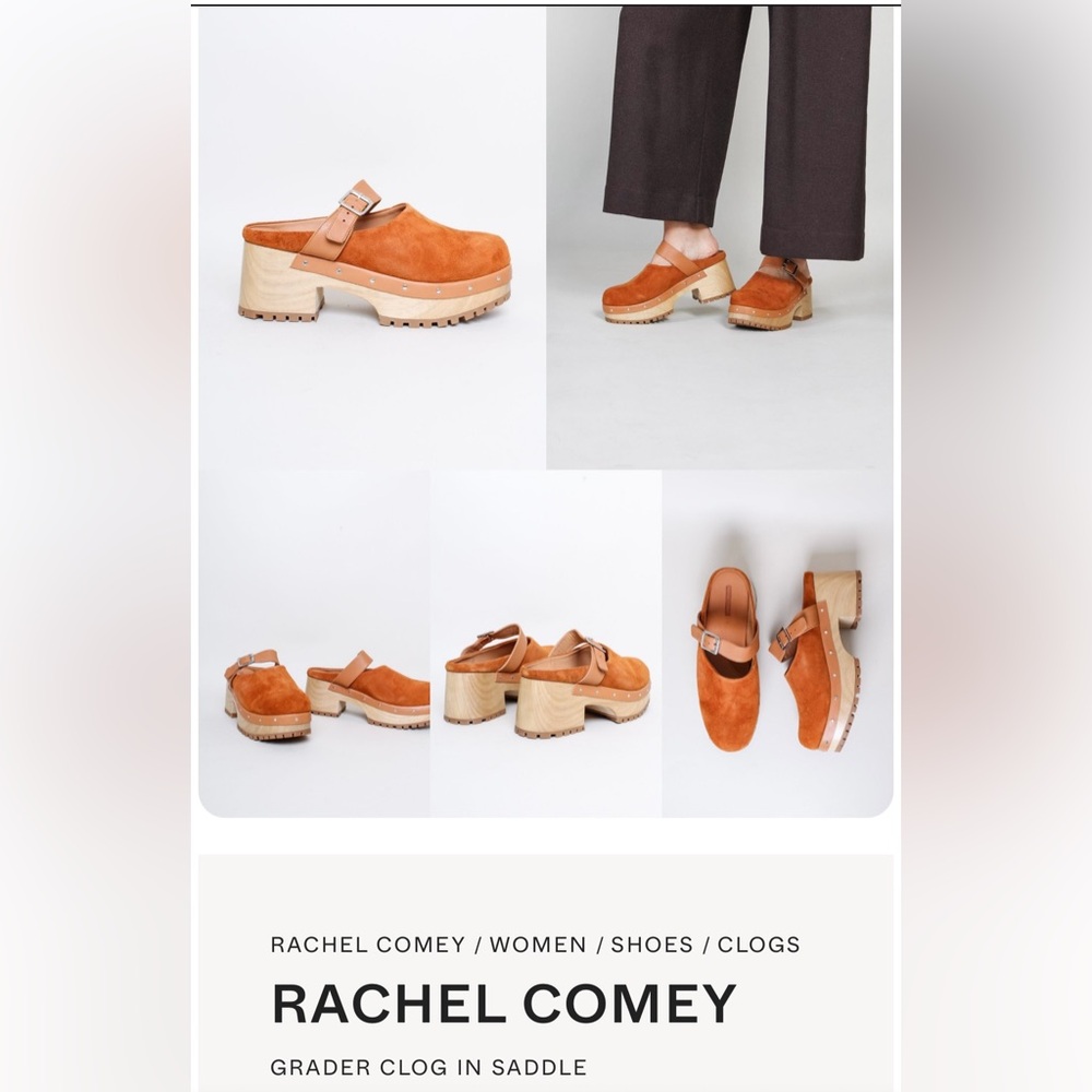 RACHEL COMEY Brown Suede Wood Sole Grader Clogs / 10 - Picture 3 of 11
